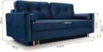 Pastella Green Sofa Bed with Storage – 213cm Velour Fabric Sleeper Sofa - Image 3