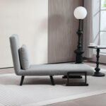 Light Grey Velvet Single Chair Bed – Click-Clack Convertible Sofa Couch - Image 7