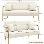 Beige Velvet 2-Seater Loveseat – Modern Sofa with Gold-Tone Frame - Image 3
