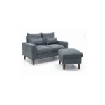 Fabric Sofa Set with Ottoman – 1, 2 or 3 Seater Upholstered Settee (Grey)