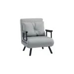 Light Grey Velvet Single Chair Bed – Click-Clack Convertible Sofa Couch