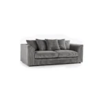 New Luxor Grey Fabric 3-Seater Sofa – Jumbo Cord Scatter Back Design