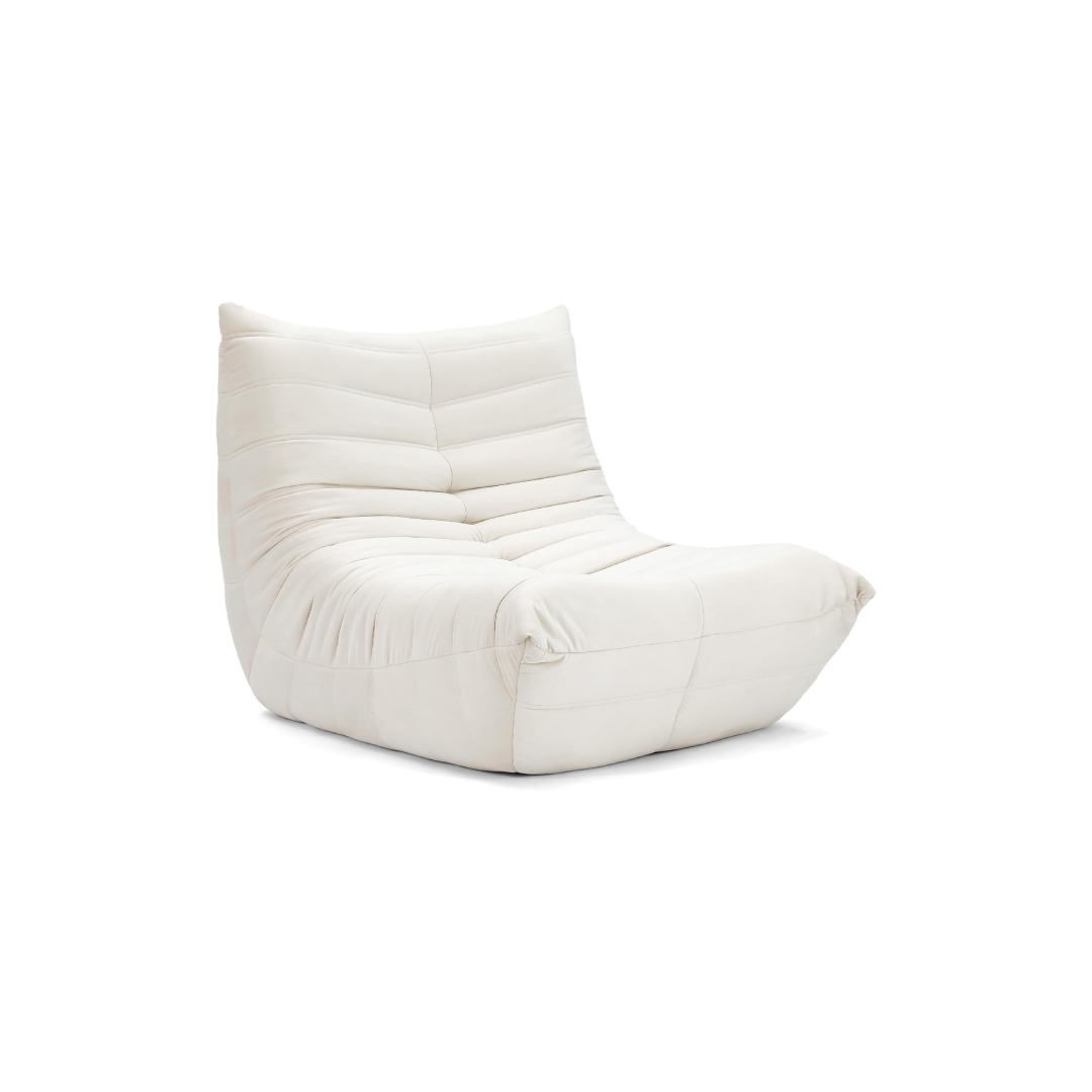 Togo Beige Suede Fireside Lounge Chair – Ergonomic & Modern Togo Beige Suede Fireside Lounge Chair – Ergonomic & Modern - Image 1