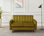 Velvet 2 Seater Sofa in Olive Green - Compact Ella Range - Image 2