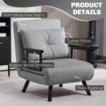 Light Grey Velvet Single Chair Bed – Click-Clack Convertible Sofa Couch - Image 6