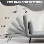 Light Grey Velvet Single Chair Bed – Click-Clack Convertible Sofa Couch - Image 5