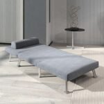 Grey Velvet Chair Bed – 3-in-1 Convertible Sleeper with Adjustable Backrest - Image 8