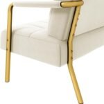 Beige Velvet 2-Seater Loveseat – Modern Sofa with Gold-Tone Frame - Image 9